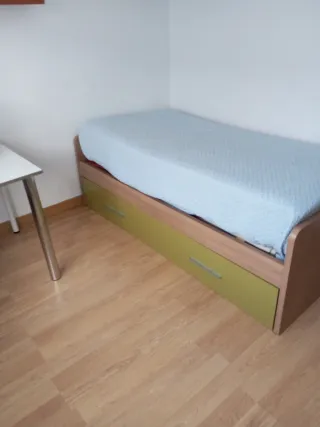 Cama nido 190x100 con 2 somieres, cerezo y verde