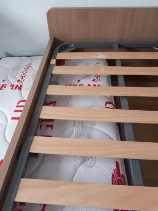 Cama nido 190x100 con 2 somieres, cerezo y verde