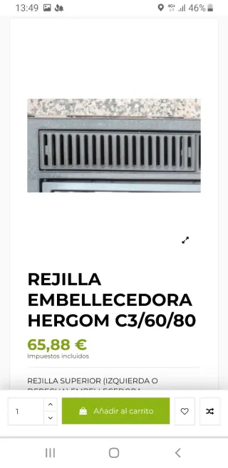 Rejilla embellecedora chimenea HERGOM