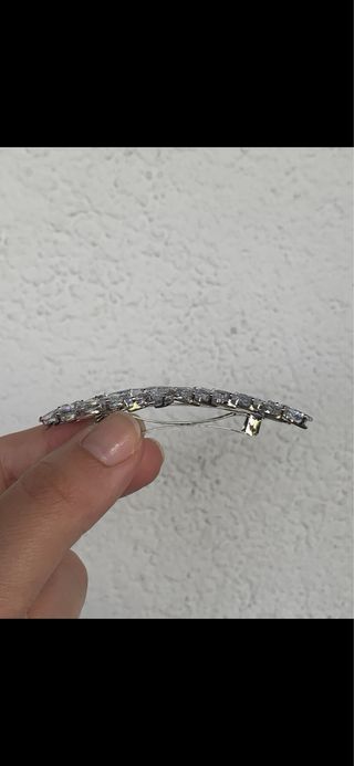 Fermaglio Gioiello Foglia Cristalli Argento