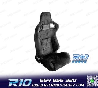 KIT ASIENTO DEPORTIVO SEMI BAQUET LOOK RS ALCÁNTARA NEGRA