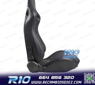 ASIENTO DEPORTIVO SEMI BAQUET ESTILO RS CUERO NEGRO