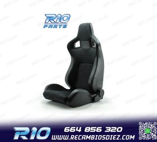 ASIENTO DEPORTIVO SEMI BAQUET ESTILO RS ALCANTARA CUERO NEGR