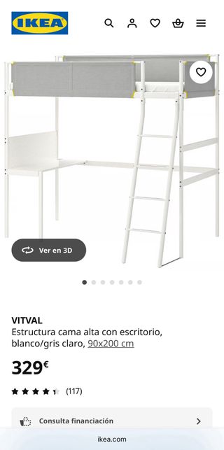 Cama alta infantil con escritorio