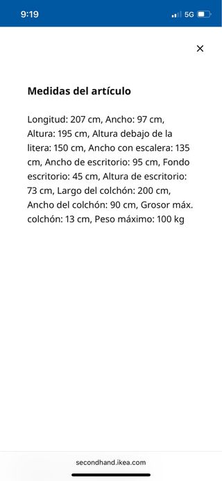 Cama alta infantil con escritorio