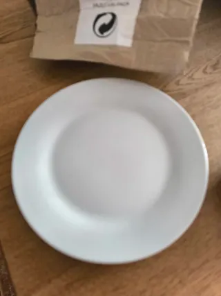 12 Platos de Postre Porcelana Blanca