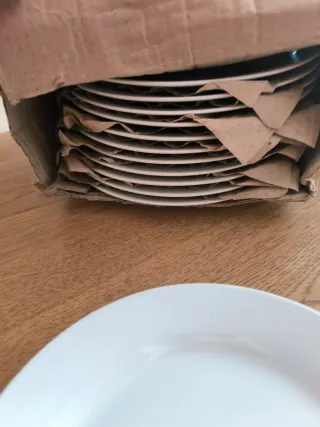 12 Platos de Postre Porcelana Blanca