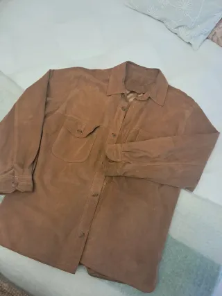 Sobrecamisa Ante Piel Genuina Beige. Chaqueta ante