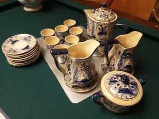 Juego café antiguo Cantón Blue