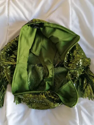 Minifalda lentejuelas verde talla M