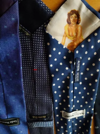 Lote 8 corbatas seda italianas tono azul