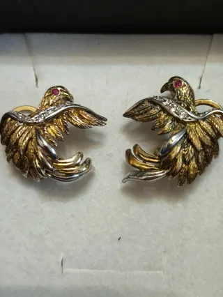Pendientes Vintage Pájaros Oro y Plata