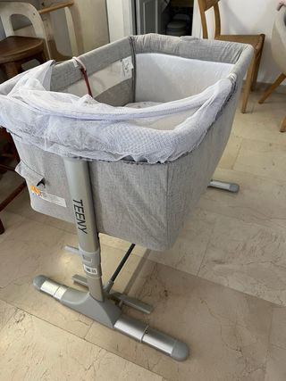 Minicuna colecho gris con mosquitera