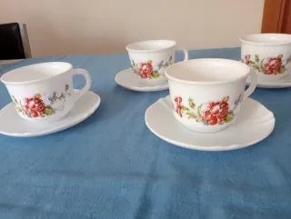 4 Tazas desayuno Arcopal con Plato ESTRENAR