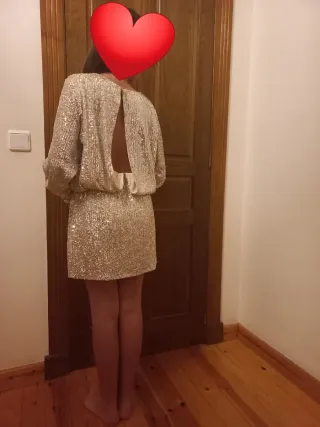 Vestido lentejuelas dorado/plateado