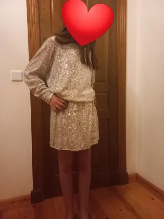 Vestido lentejuelas dorado/plateado