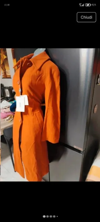 Cappotto in 100% Lana Vergine, rosso con cartellin