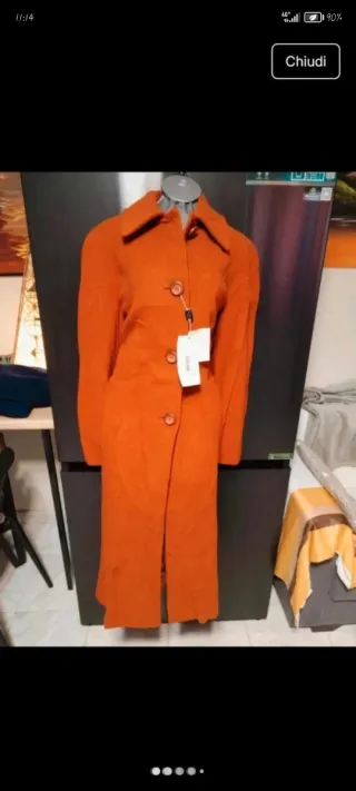 Cappotto in 100% Lana Vergine, rosso con cartellin