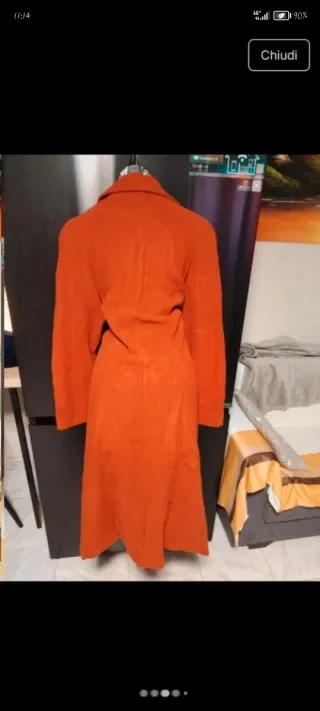 Cappotto in 100% Lana Vergine, rosso con cartellin