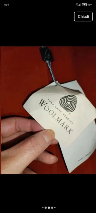 Cappotto in 100% Lana Vergine, rosso con cartellin