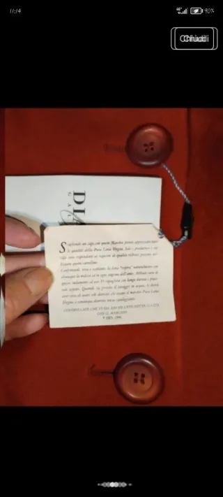 Cappotto in 100% Lana Vergine, rosso con cartellin