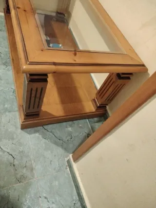 Mesa de salón madera y cristal