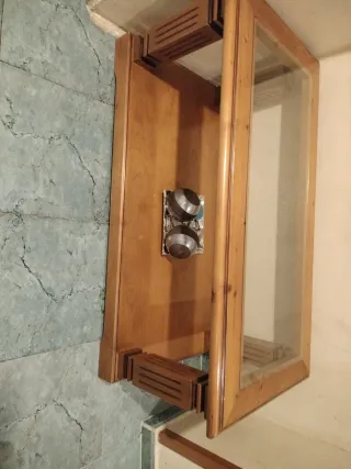 Mesa de salón madera y cristal