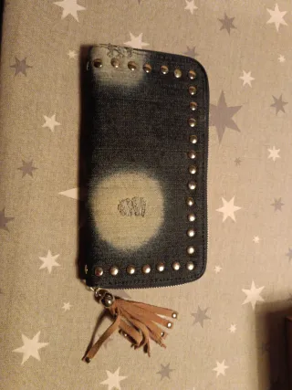 Cartera vaquera mujer azul y marrón