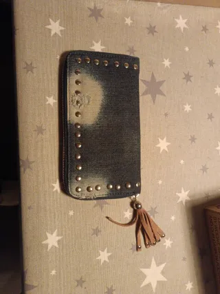 Cartera vaquera mujer azul y marrón