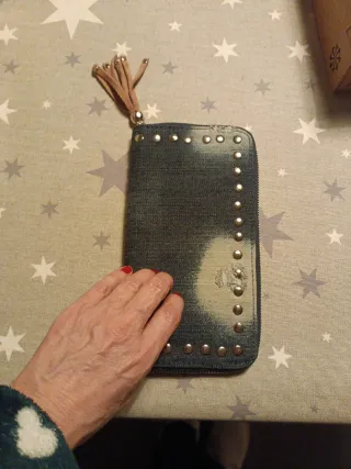 Cartera vaquera mujer azul y marrón