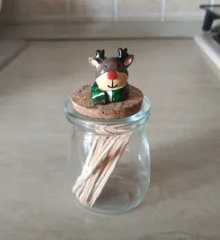 Barattolino Natale Renna porta stuzzicadenti