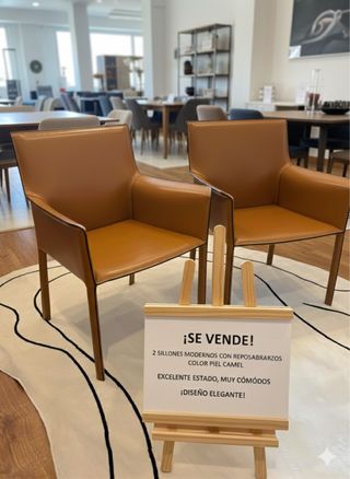 2 Sillones y 4 Sillas Piel Camel - NEGOCIABLE