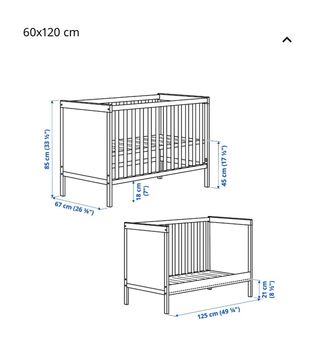 Cuna Bebé Ikea Blanca Para colchon de 60 x 120 cm
