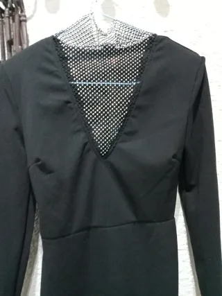 Vestido mini fiesta negro con pedrería