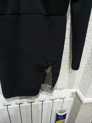 Vestido mini fiesta negro con pedrería