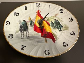 Reloj Antiguo Plato Porcelana Español Franquista