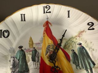 Reloj Antiguo Plato Porcelana Español Franquista