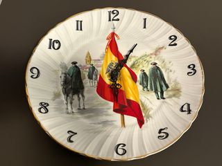 Reloj Antiguo Plato Porcelana Español Franquista