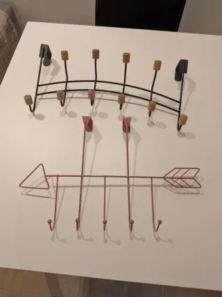 2 Percheros Colgantes Puerta Metal y Madera