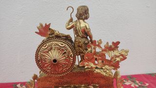 Reloj sobremesa vintage bronce dorado base mármol