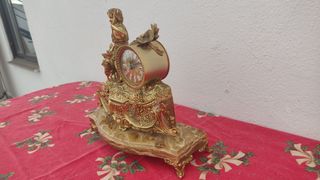 Reloj sobremesa vintage bronce dorado base mármol