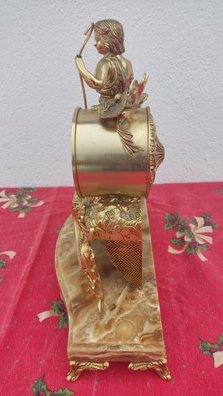 Reloj sobremesa vintage bronce dorado base mármol