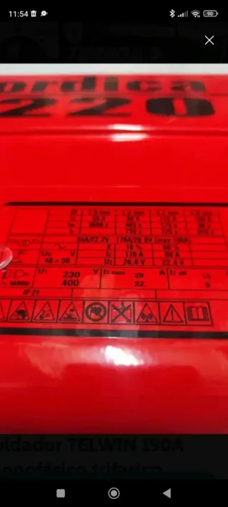 Soldador TELWIN de 190 A trifásico y monofásico