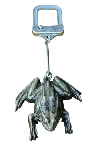 Llavero rana metálica sonora vintage 70s