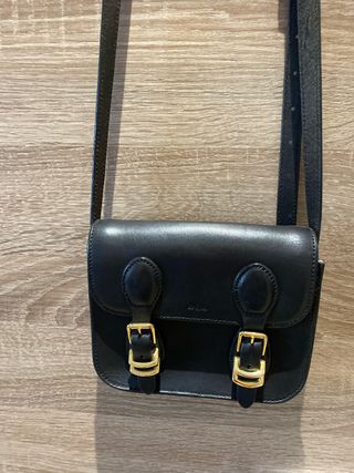 Bolso Piel Negro Ralf Lauren Detalles Dorados