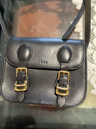 Bolso Piel Negro Ralf Lauren Detalles Dorados