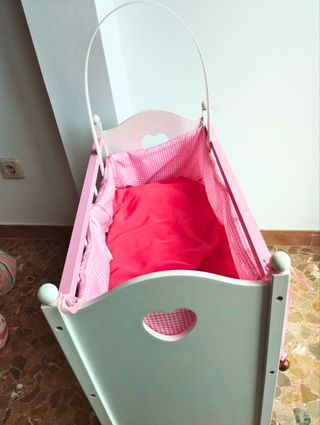 Pack Muñeca Reborn + Cochecito + Cuna Madera