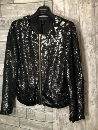 Chaqueta lentejuelas negra y plateada