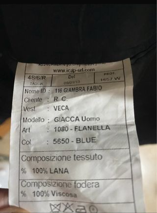 Giacca Lana Blu Taglia 48