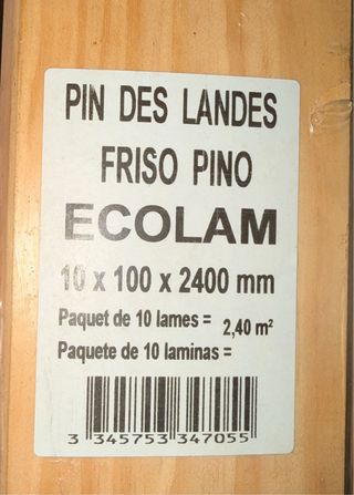 Friso Pino Ecolam 10x100x2400mm (Pack 10 lamas)